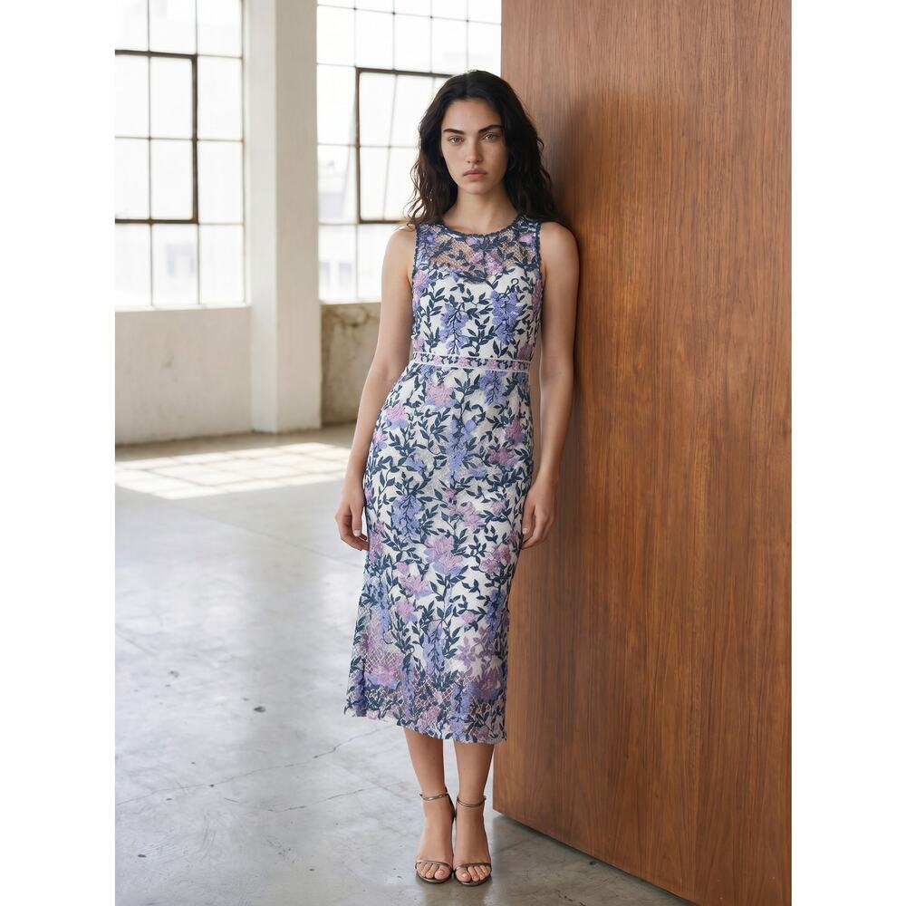 Marchesa Notte White Floral Lace Dress Size 18